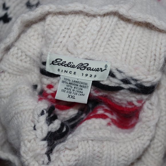Eddie Bauer Lambswool Angora Turtleneck Winter Fair Isle Knit  Pullover Size:2XL - Picture 3 of 4